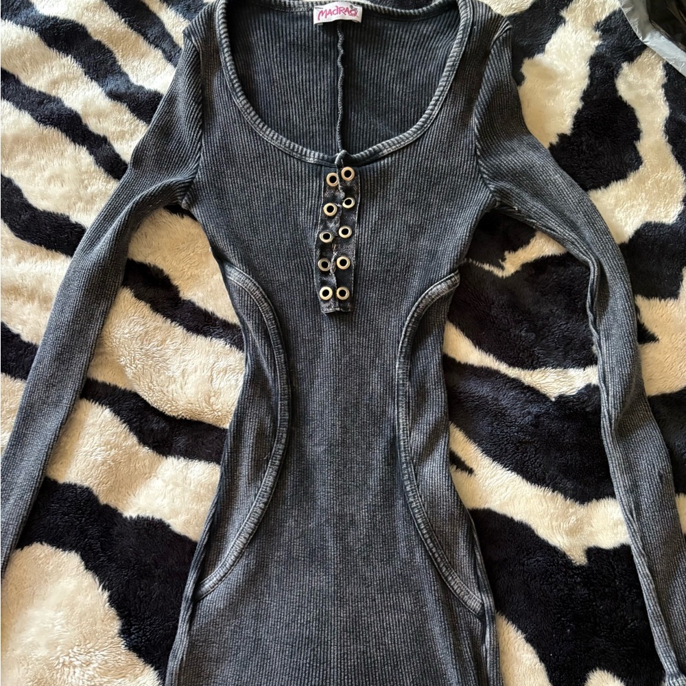 Gray Long-Sleeve Jumpsuit